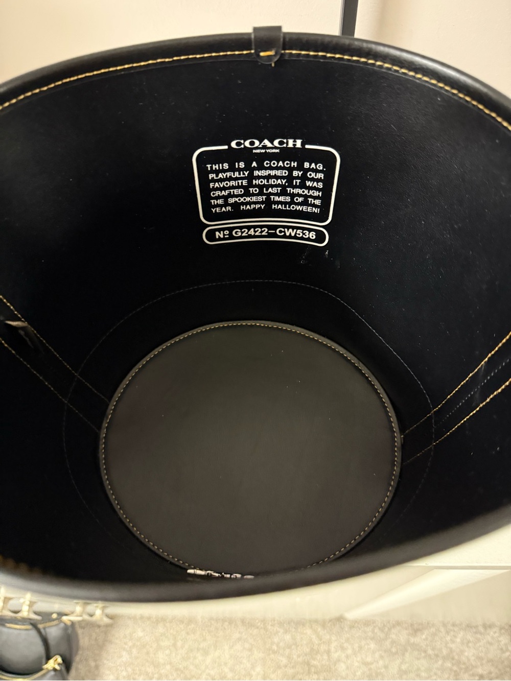 Coach Halloween Black Bucket Bag with Moon & Cat Graphic - Picture 4 of 6